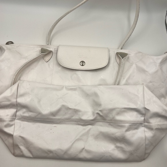 LONGCHAMP white large canvas purse - Picture 10 of 12